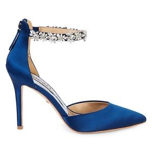 Badgley Mishka Evie Crystal Satin d'Orsay Pumps